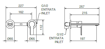 disegno tecnico misceratore la torre italia 150 per lavabo